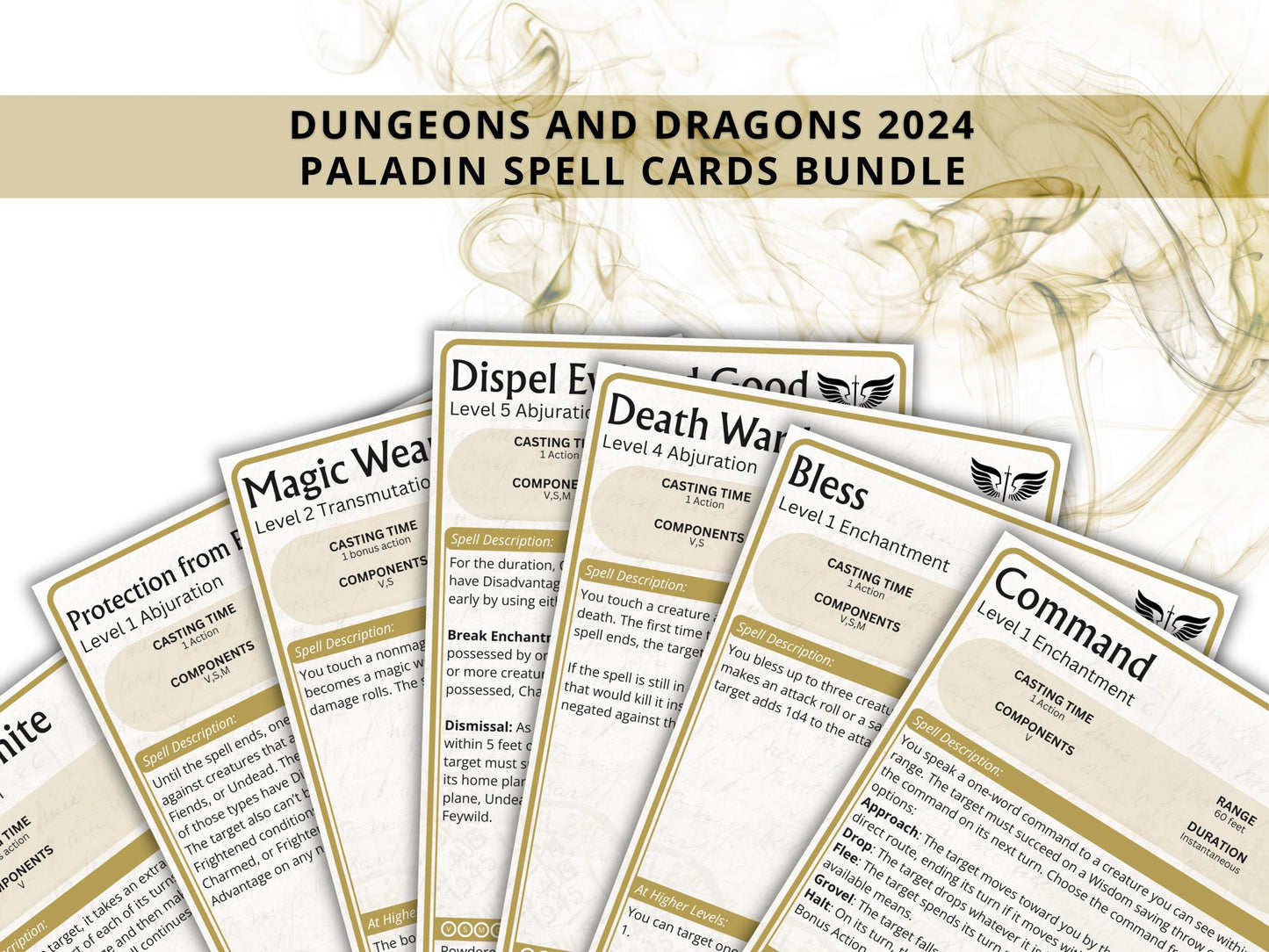Paladin Spell Cards 5e: D&D Spell Book (Digital Download, 2024 Ruleset)