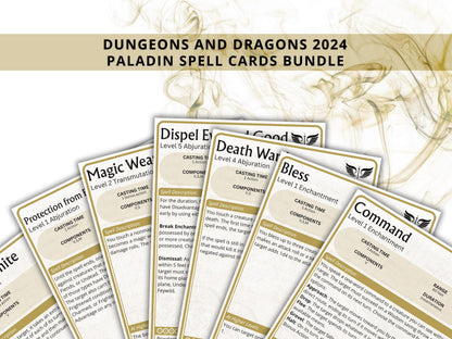 Paladin Spell Cards 5e: D&D Spell Book (Digital Download, 2024 Ruleset)