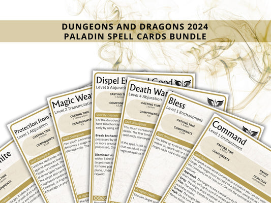 Paladin Spell Cards 5e: D&D Spell Book (Digital Download, 2024 Ruleset)