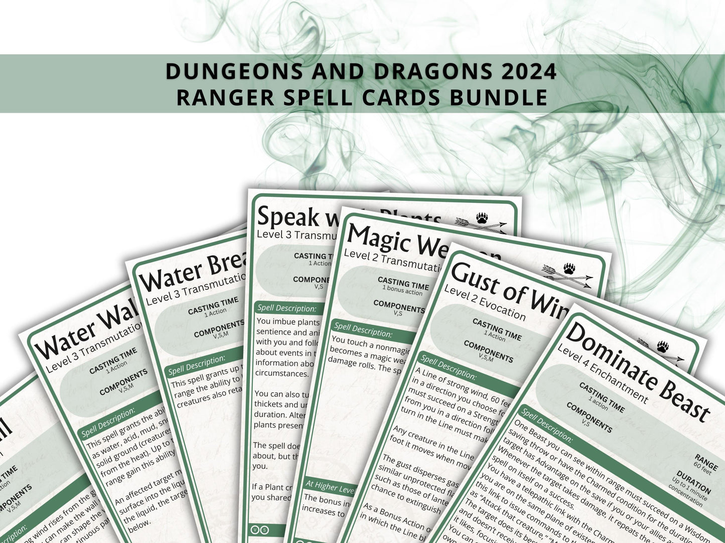 Ranger Spell Cards 5e: D&D Spell Book (Digital Download, 2024 Ruleset)