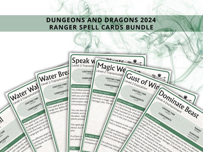 Ranger Spell Cards 5e: D&D Spell Book (Digital Download, 2024 Ruleset)