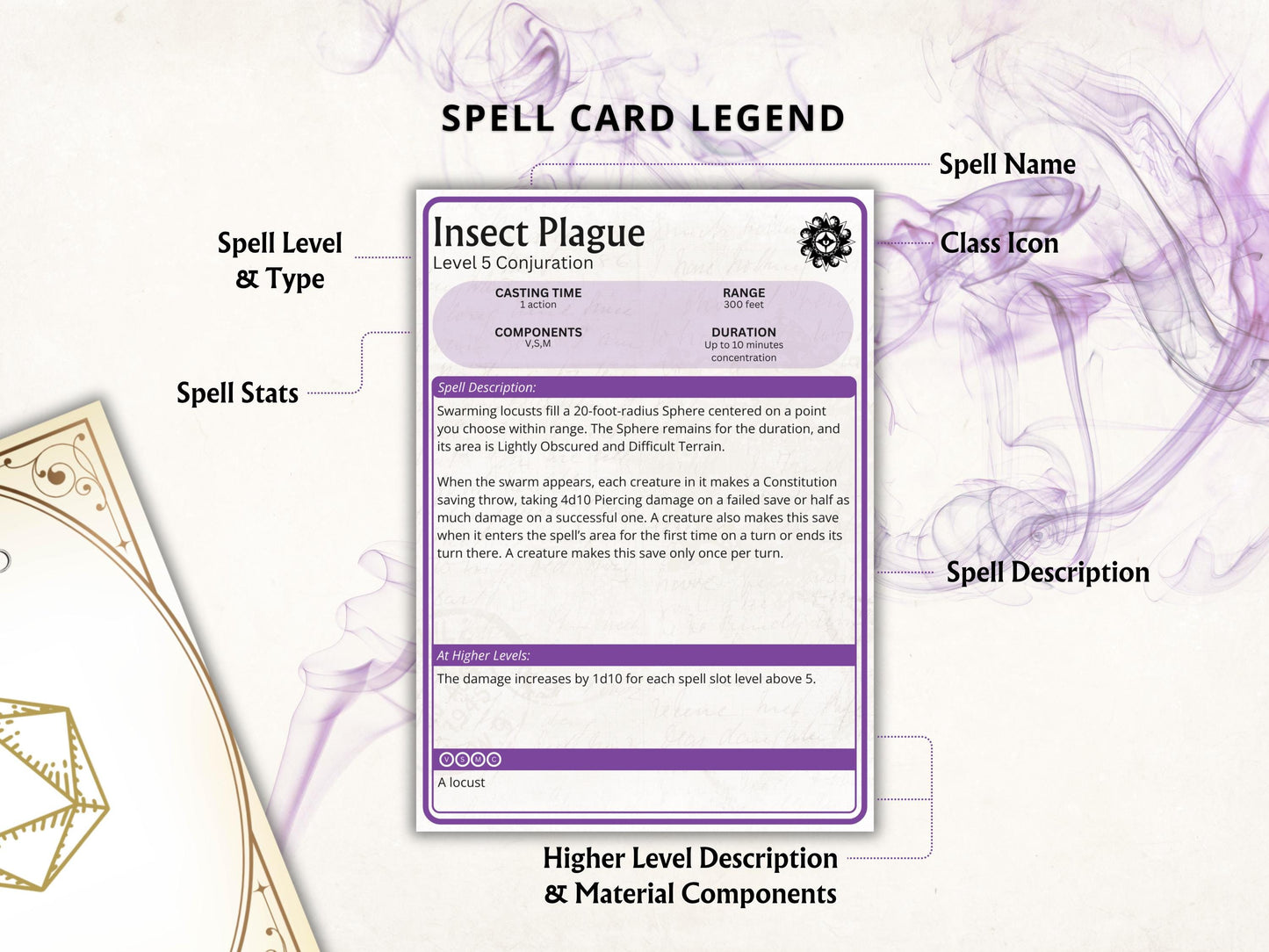 Warlock Spell Cards 5e: D&D Spell Book (Digital Download, 2024 Ruleset)