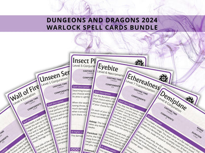 Warlock Spell Cards 5e: D&D Spell Book (Digital Download, 2024 Ruleset)