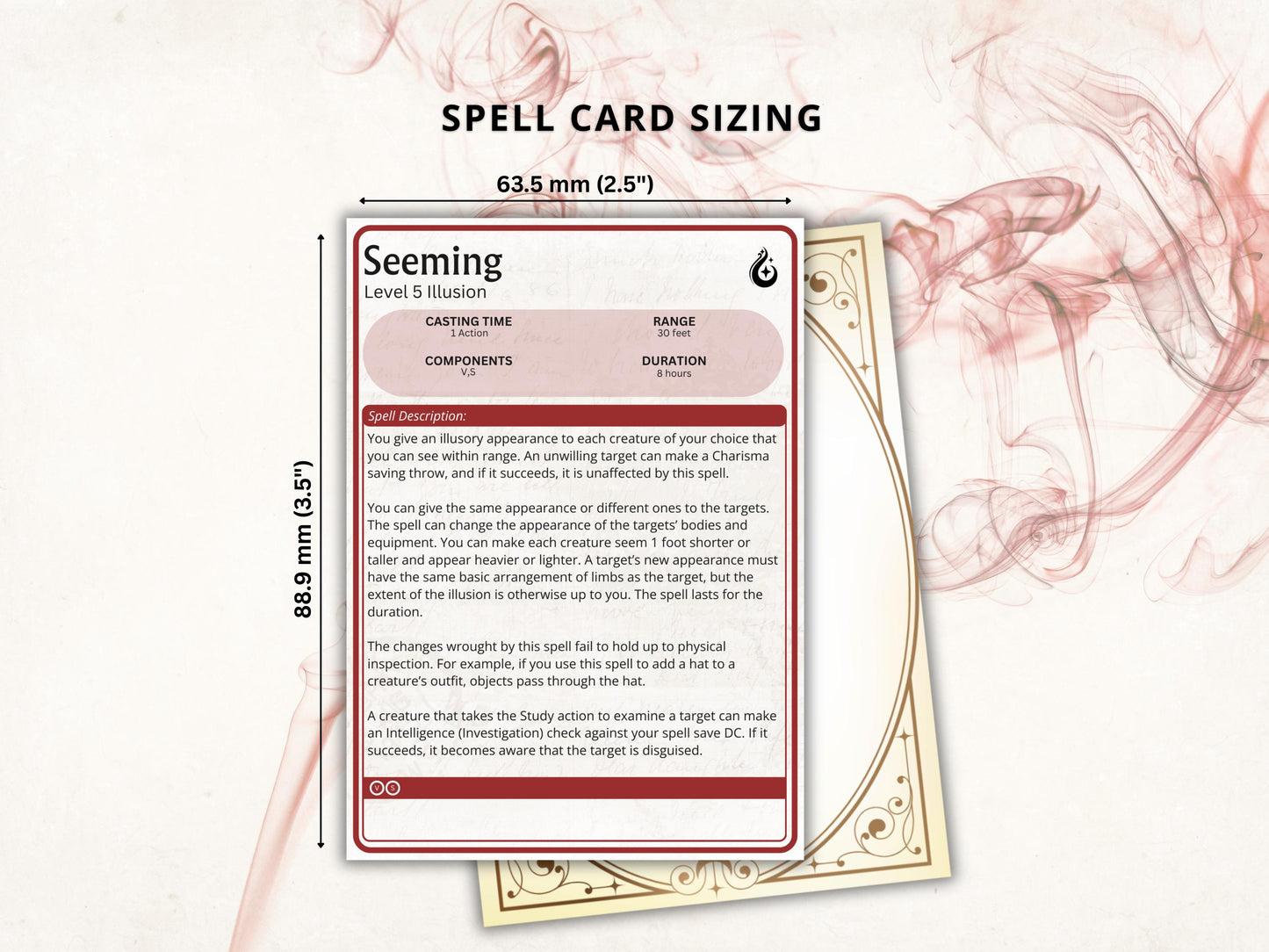 Sorcerer Spell Cards 5e: D&D Spell Book (Digital Download, 2024 Ruleset)