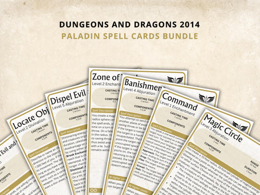 Paladin Spell Cards 5e: D&D Digital Spellbook (2014 SRD, Digital Download)