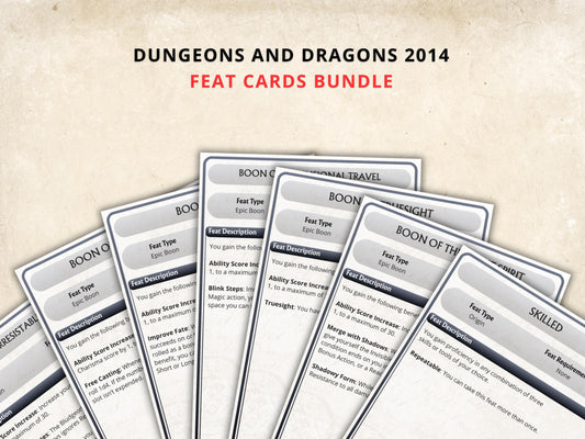 DnD 5e Feat Cards: Printable Character Reference (PDF Download)