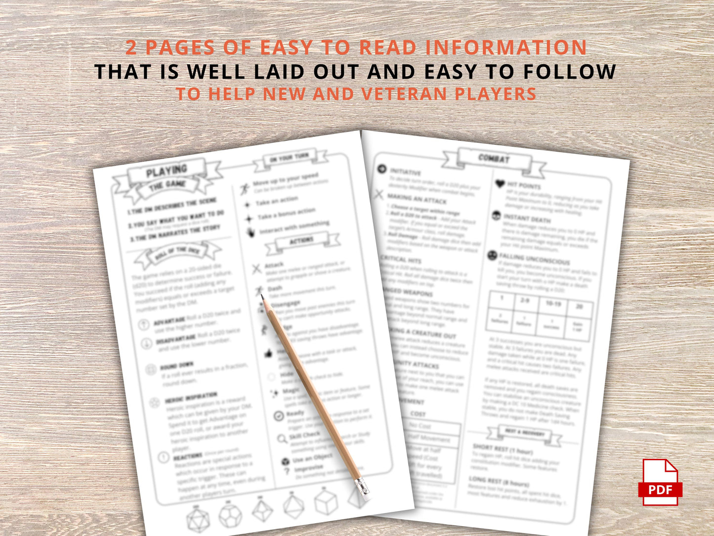 DnD 5e Player Cheat Sheet: Beginner's Guide & Reference (PDF Download)