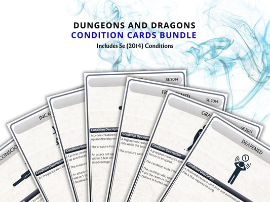 Printable DnD 5e Condition Cards, 2014 Rules, Digital, DM Tools