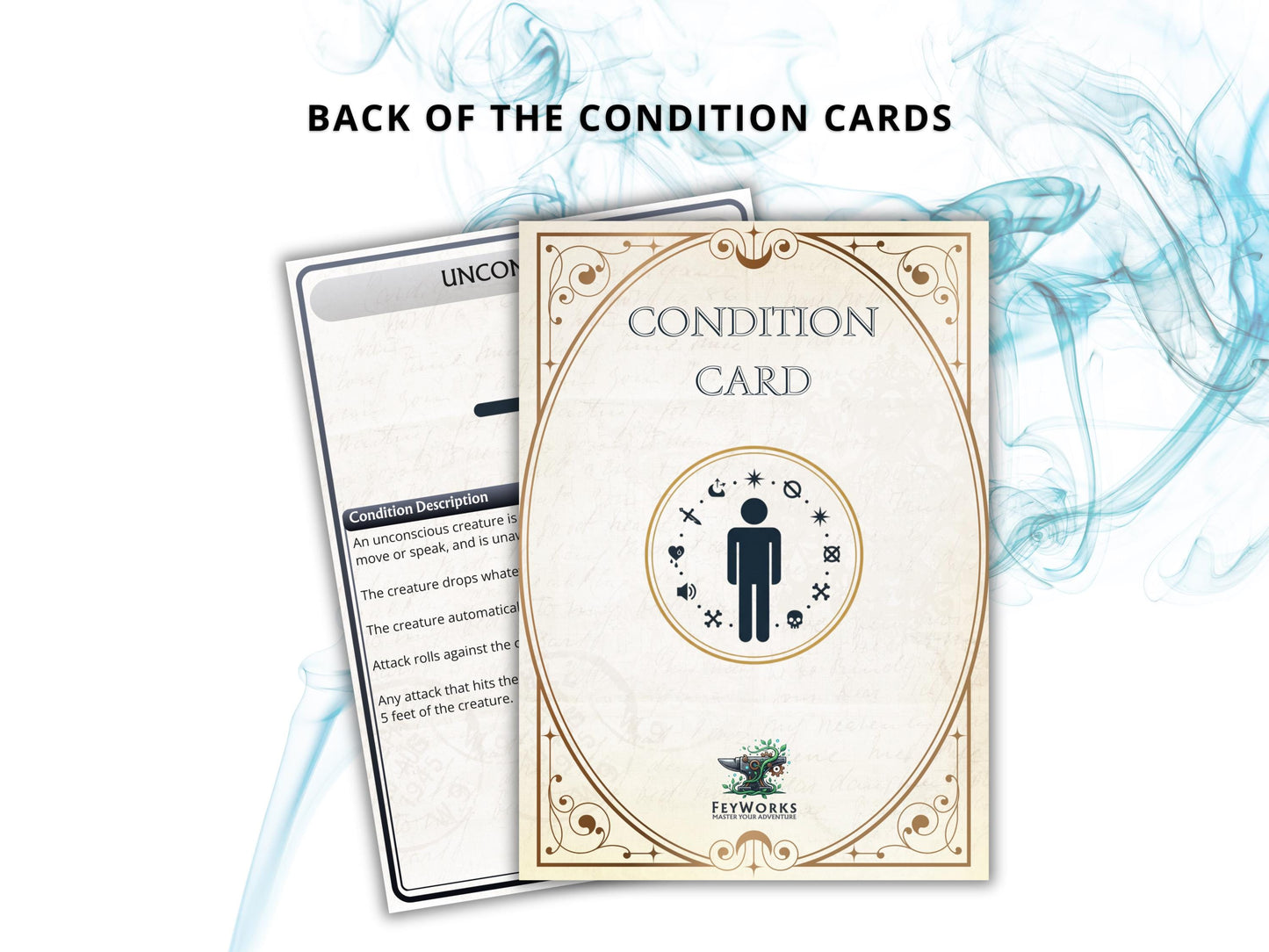 Printable DnD 5e Condition Cards, 2014 Rules, Digital, DM Tools