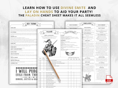 DnD 5e Paladin Class Codex | Printable Player Aid PDF (Cheat Sheets)