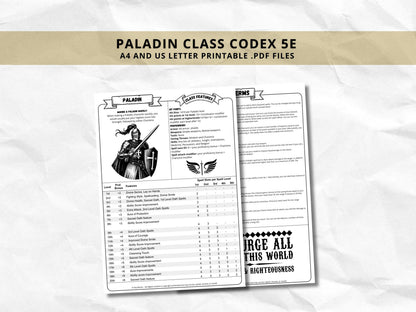 D&D Paladin Class Bundle: 5e, 5.5e Spell Cards, Cheat Sheet (Digital Download)