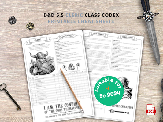 Cleric Cheat Sheet: DnD 5.5 Reference Guide (2024) (PDF Download)