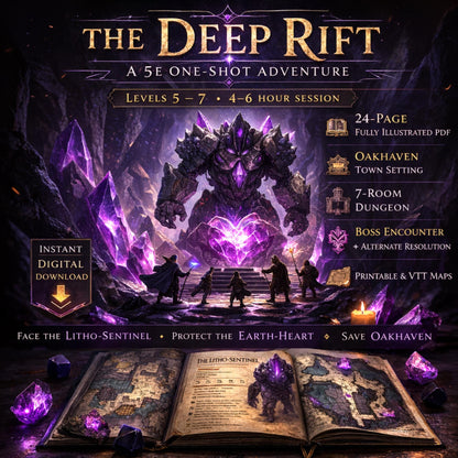 The Deep Rift 5e One-Shot Adventure – Levels 5-7, Printable VTT Maps