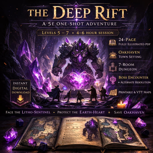 The Deep Rift 5e One-Shot Adventure – Levels 5-7, Printable VTT Maps