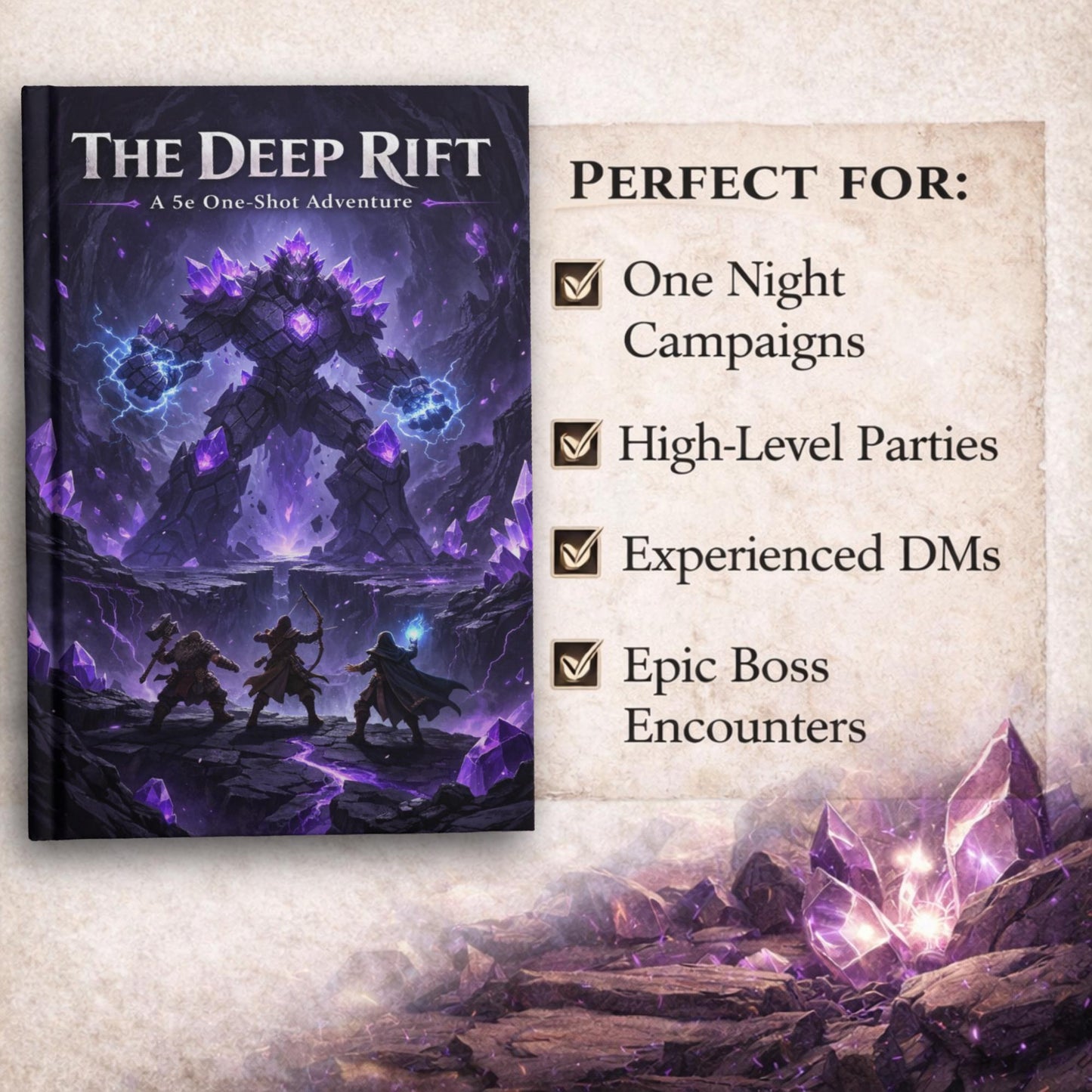 The Deep Rift 5e One-Shot Adventure – Levels 5-7, Printable VTT Maps