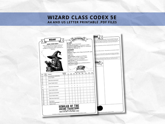 D&D Wizard Class Bundle: 5e, 5.5e Spell Cards, Cheat Sheet (Digital Download)