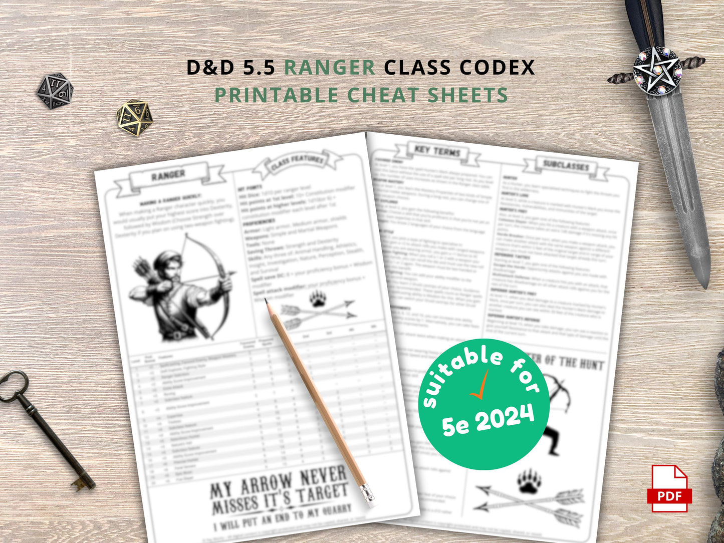 DnD 5e Ranger Cheat Sheet: 2024 Character Guide (PDF Download)
