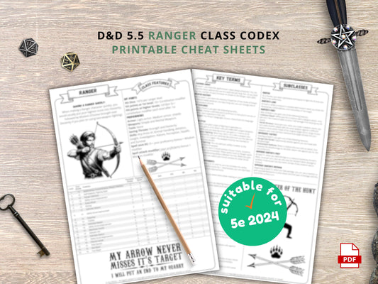 DnD 5e Ranger Cheat Sheet: 2024 Character Guide (PDF Download)