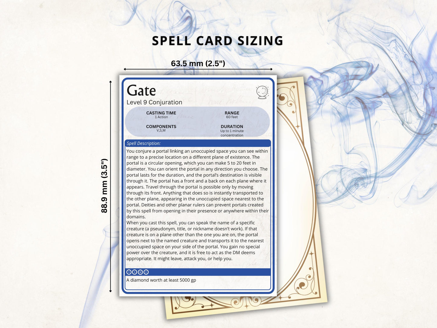 Wizard Spell Cards 5e: D&D Spell Book (Digital Download, 2024 Ruleset)