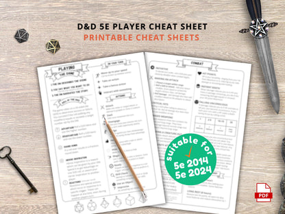 DnD 5e Player Cheat Sheet: Beginner's Guide & Reference (PDF Download)