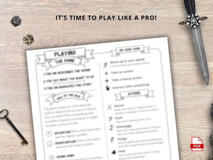 DnD 5e Player Cheat Sheet: Beginner's Guide & Reference (PDF Download)