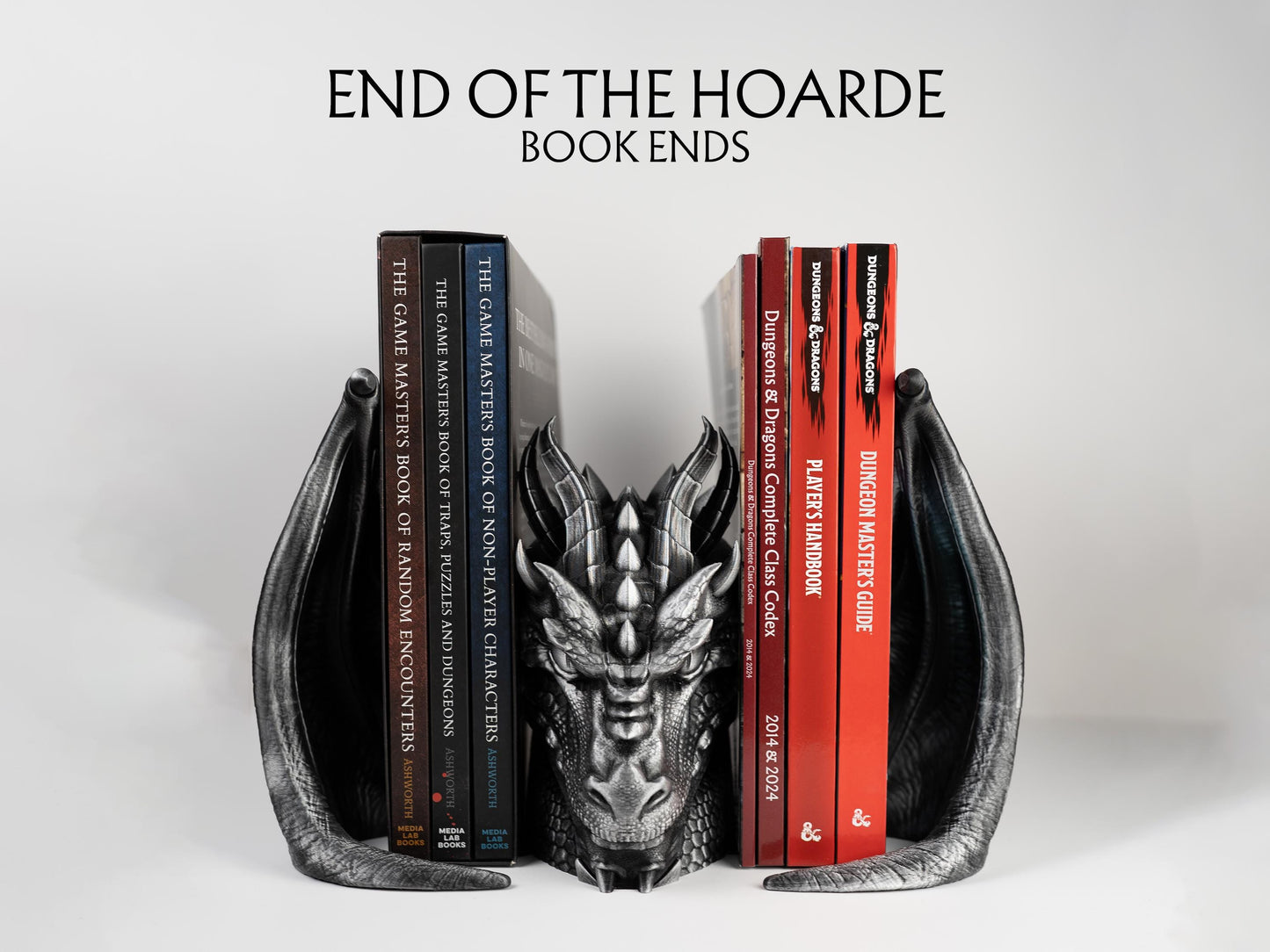 End of the Hoards Dragon Bookends | Dungeons and Dragons D&D Gift | Fantasy Gaming Decor