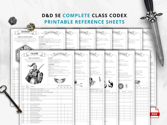 DnD 5e Class Codex Bundle | 13 Player Aid Cheat Sheets (PDF)