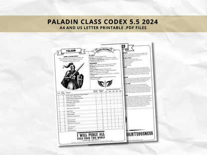 D&D Paladin Class Bundle: 5e, 5.5e Spell Cards, Cheat Sheet (Digital Download)