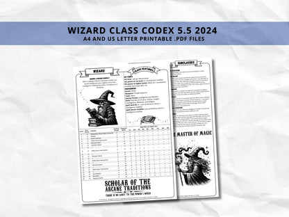 D&D Wizard Class Bundle: 5e, 5.5e Spell Cards, Cheat Sheet (Digital Download)