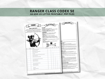 D&D Ranger Class Bundle: 5e, 5.5e Spell Cards, Cheat Sheet (Digital Download)