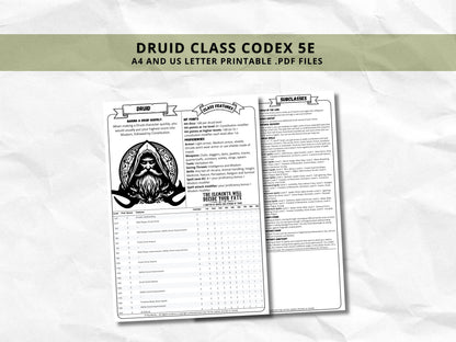D&D Druid Class Bundle: 5e, 5.5e Spell Cards, Cheat Sheet (Digital Download)