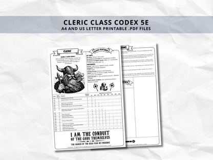 D&D Cleric Class Bundle: 5e, 5.5e Spell Cards, Cheat Sheet (Digital Download)