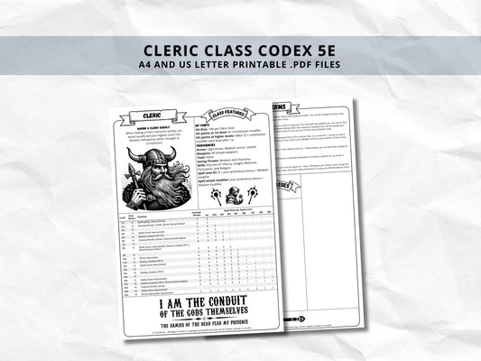D&D Cleric Class Bundle: 5e, 5.5e Spell Cards, Cheat Sheet (Digital Download)