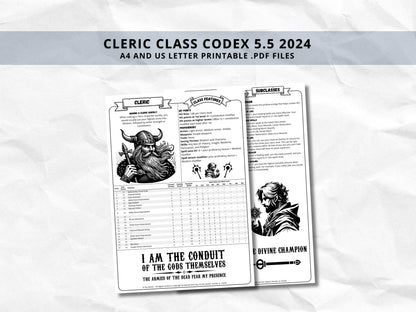 D&D Cleric Class Bundle: 5e, 5.5e Spell Cards, Cheat Sheet (Digital Download)