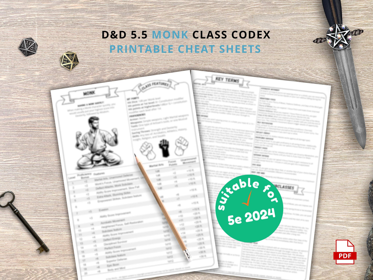 Monk Class Cheat Sheet: DnD 5e Reference Guide (PDF Download 2024 Edition)