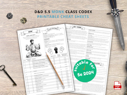 Monk Class Cheat Sheet: DnD 5e Reference Guide (PDF Download 2024 Edition)