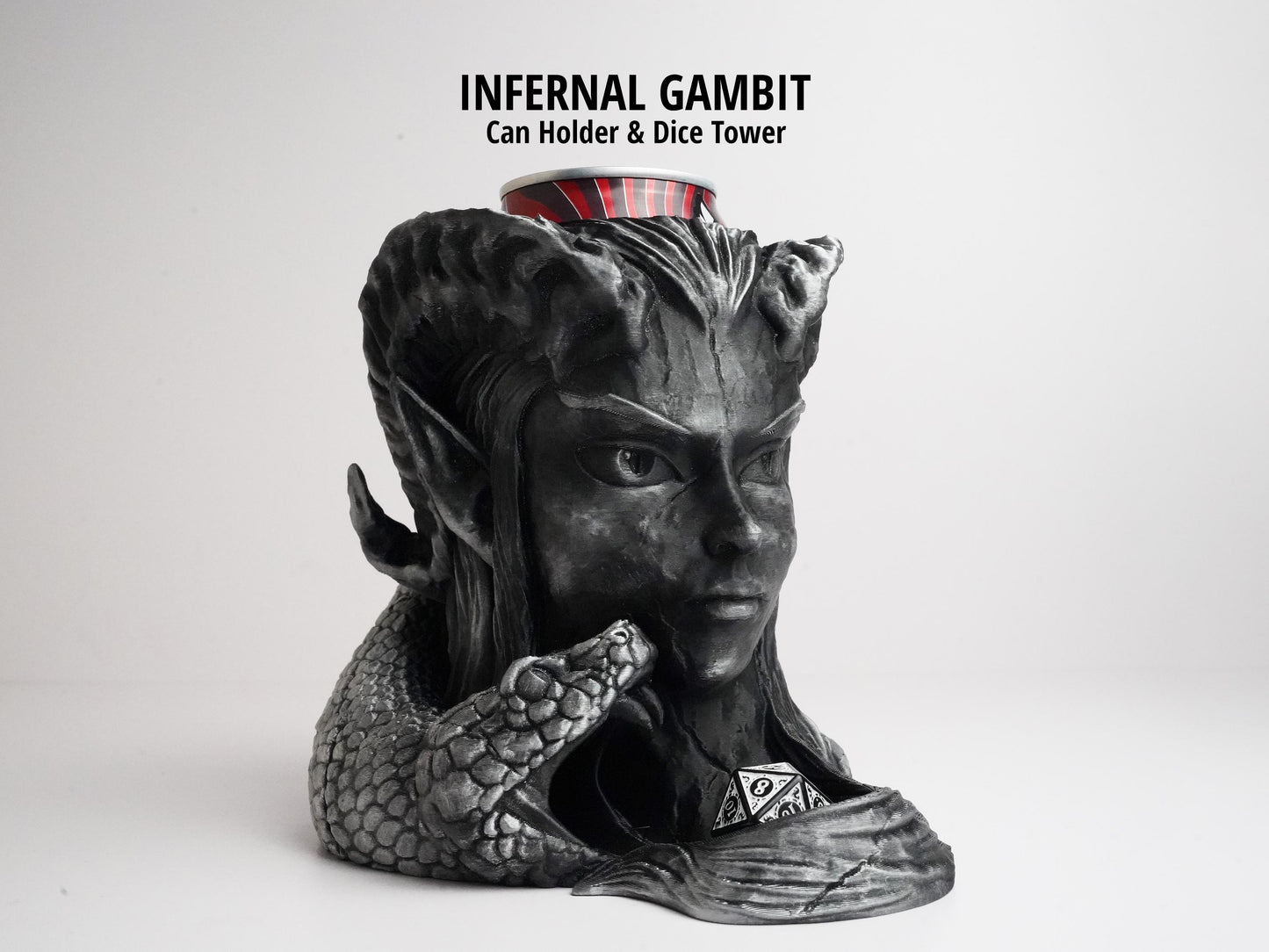 3D Printed Dice Tower & Can Holder: Infernal Gambit DnD Accessory
