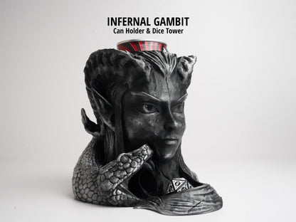 3D Printed Dice Tower & Can Holder: Infernal Gambit DnD Accessory