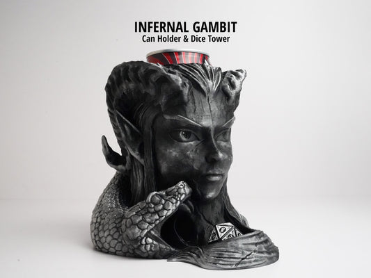 3D Printed Dice Tower & Can Holder: Infernal Gambit DnD Accessory